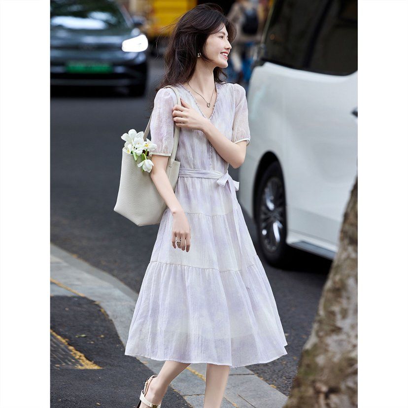 ST&SAT CLASSIC 夏季新款法式优雅气质连衣裙女Y0240