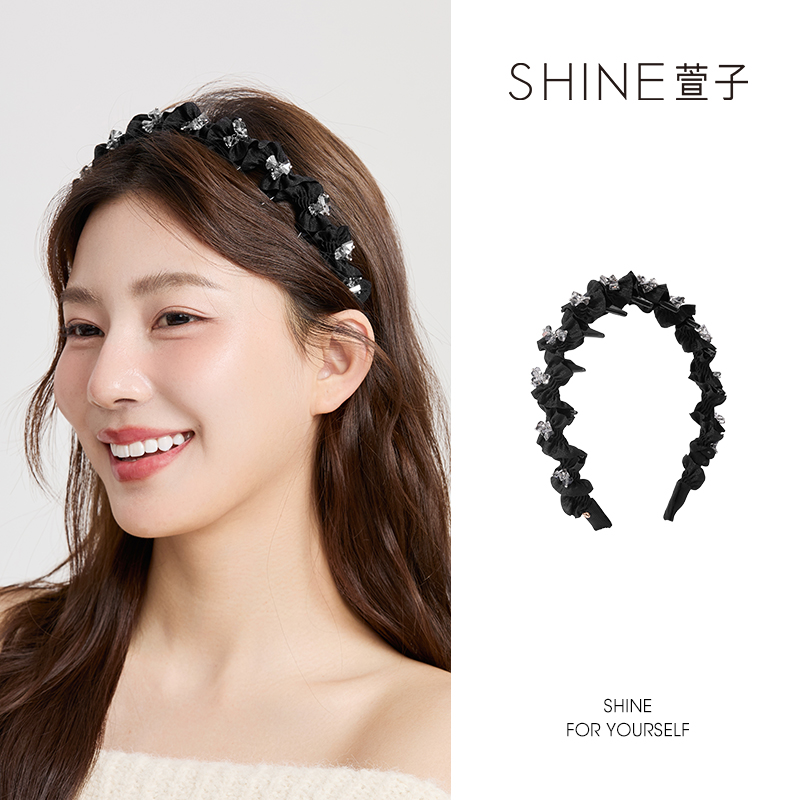 萱子法式气质黑色发箍 秋冬显发量高颅顶神器