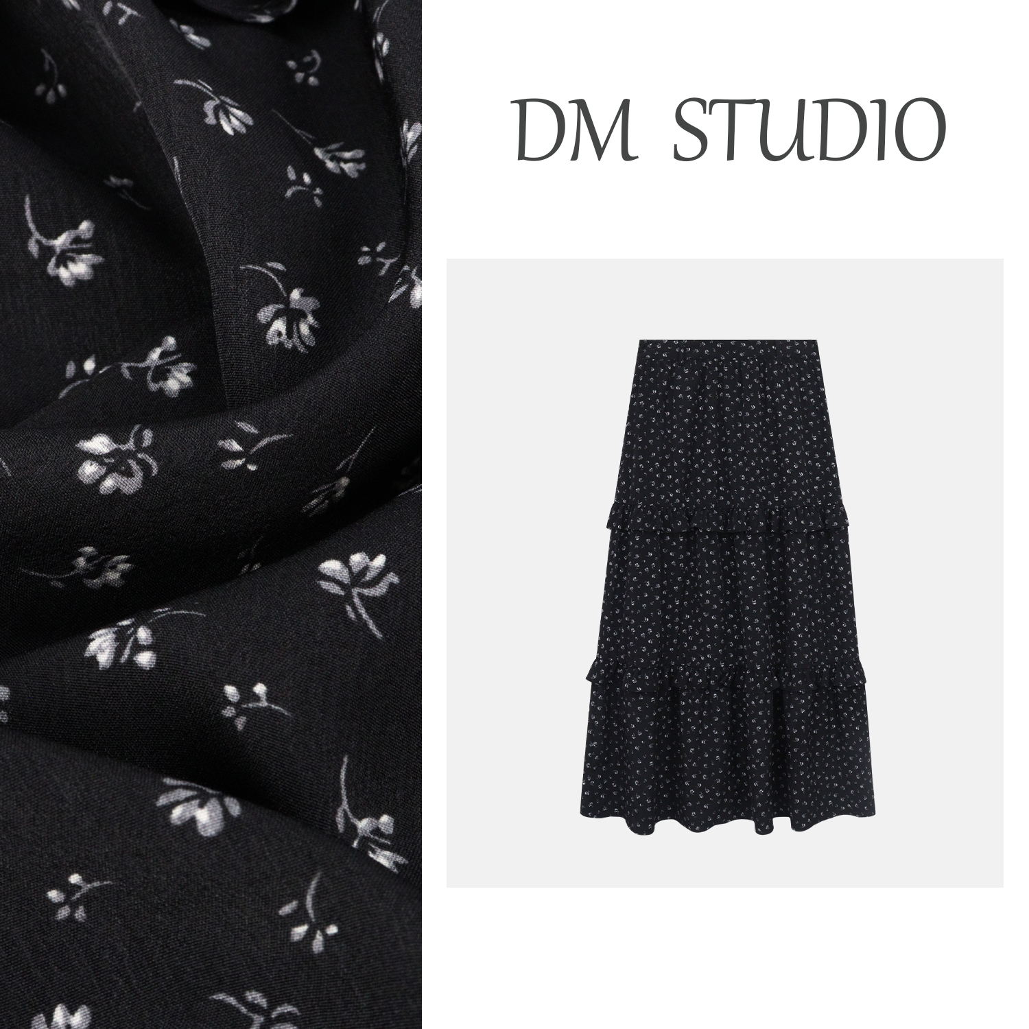 【挽秋花房】蛋妹大码女装夏季微胖高腰简约碎花半身裙DM32455