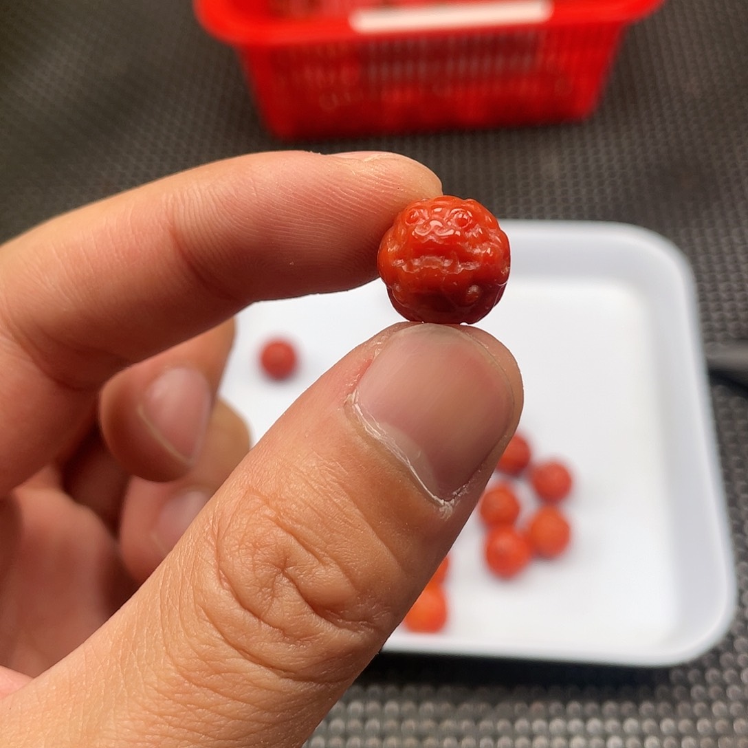 南红玛瑙7号 13mm柿子红圆珠貔貅一颗未镶嵌