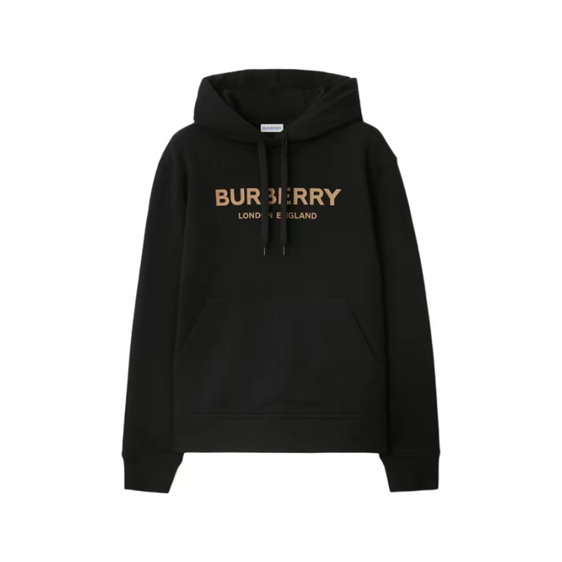 【圣诞好礼】Burberry/博柏利 女士黑色棉质字母印花连帽长袖卫衣
