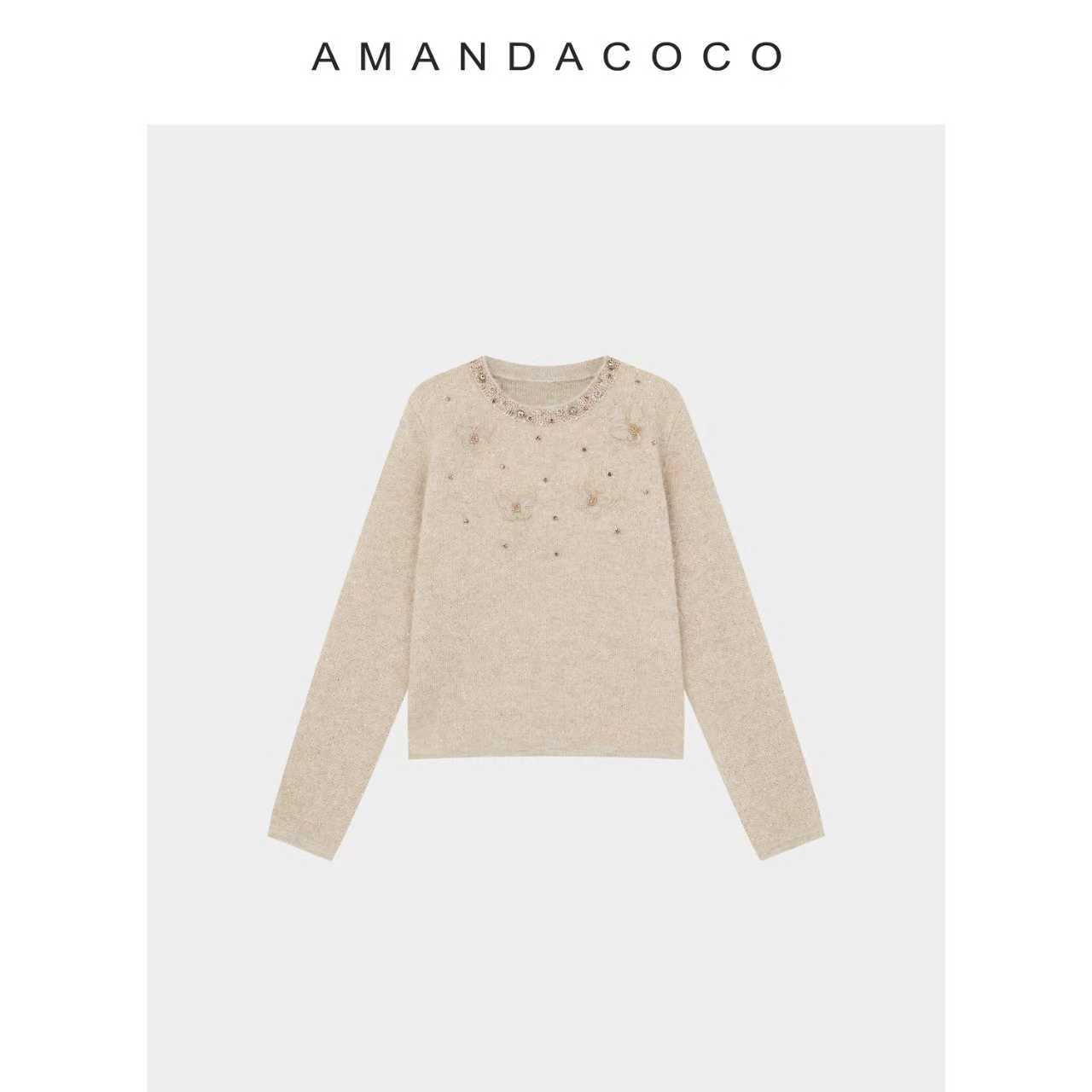 理想漫冬～25秋冬法式亮片串珠立体蝴蝶气质感长袖毛衣