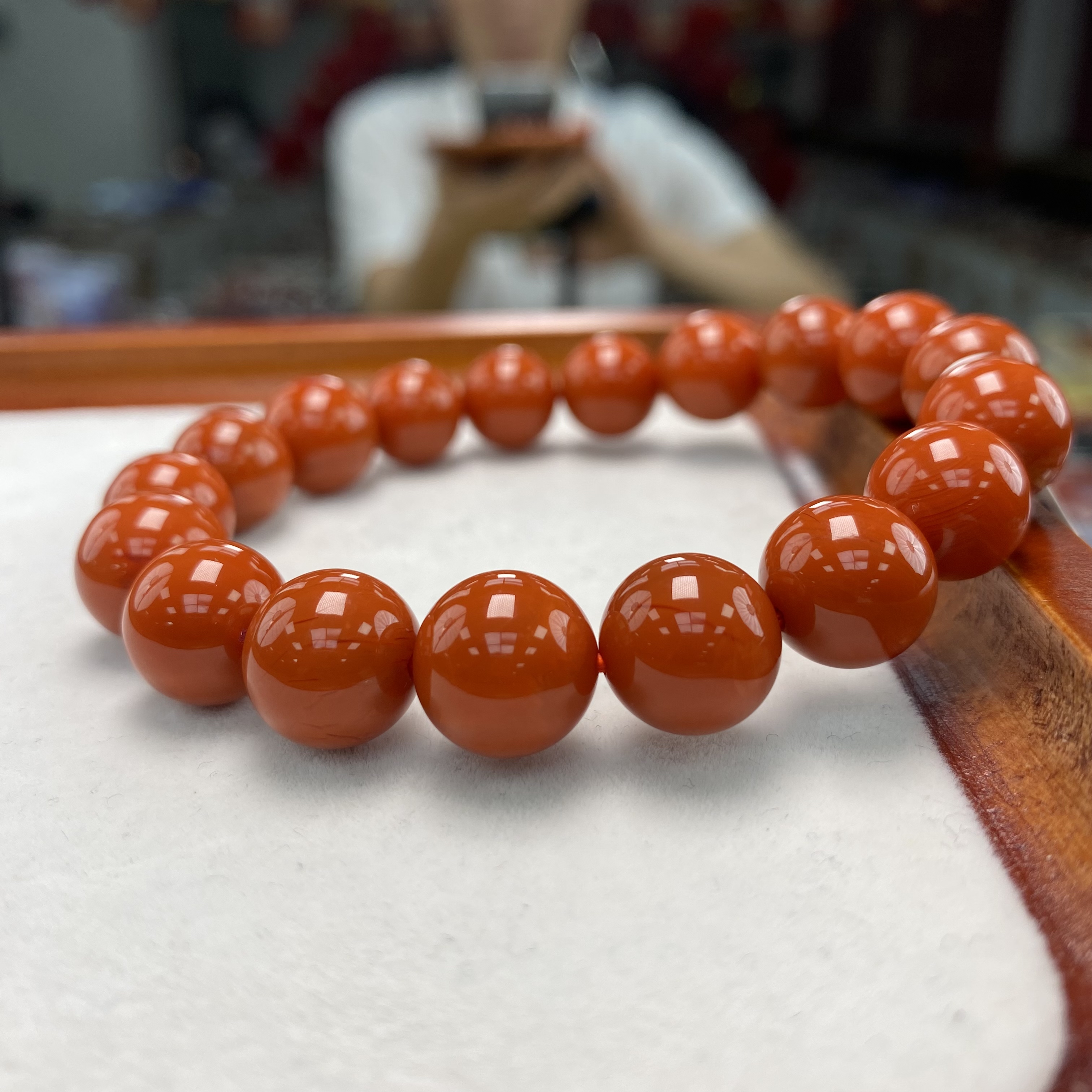 【小刘南红】保山南红精品（云端）圆珠单圈 11mm多样性发一