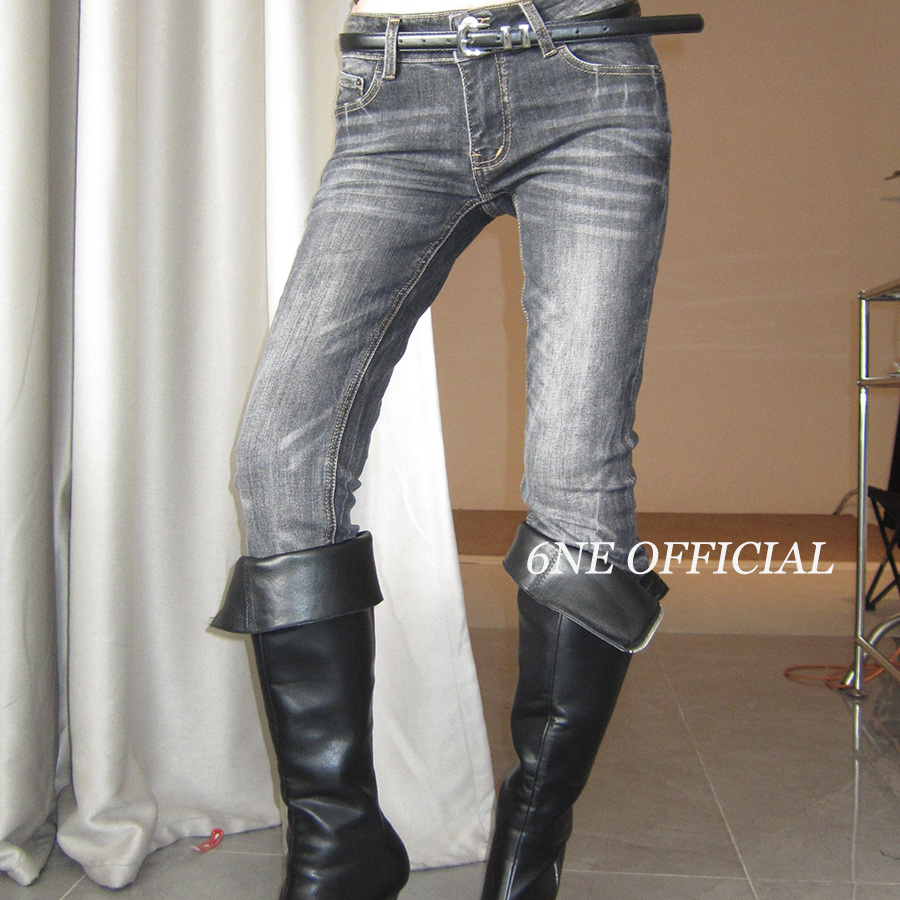 6NE 美式辣妹复古水洗做旧牛仔裤女2025新款y2k千禧显瘦拖地长裤