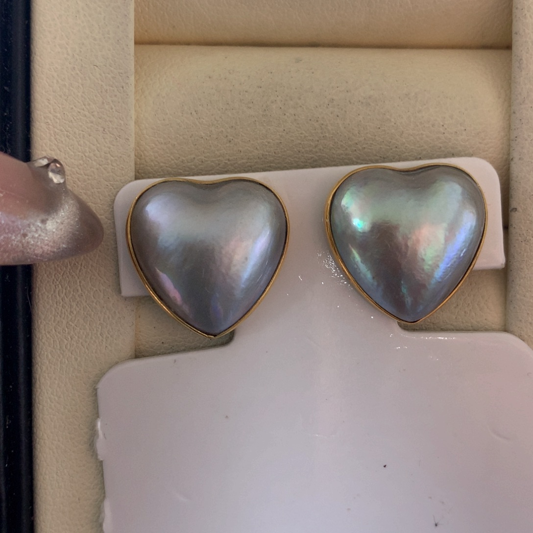 拼合珍珠（马贝珠）耳饰银S925镶嵌