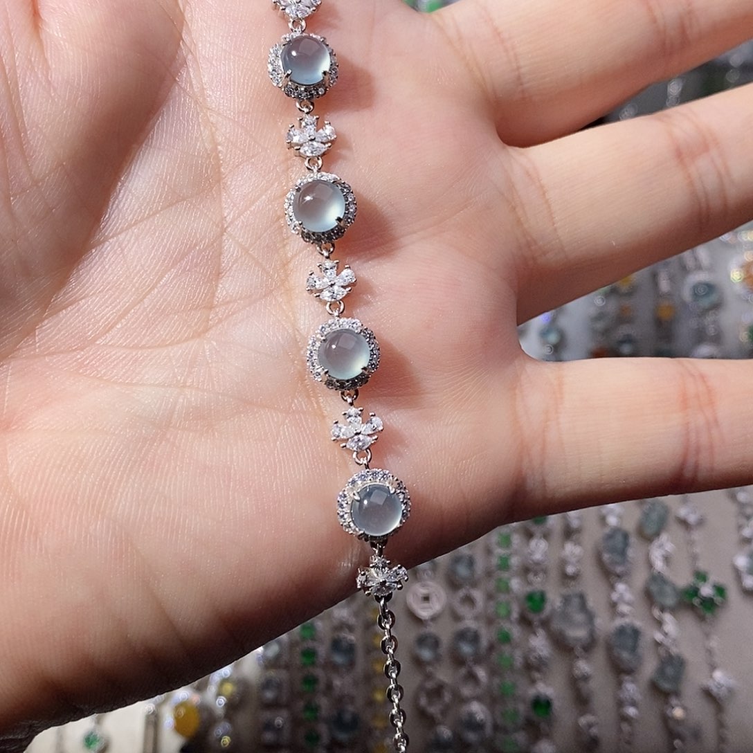 翡翠银S925镶嵌手链