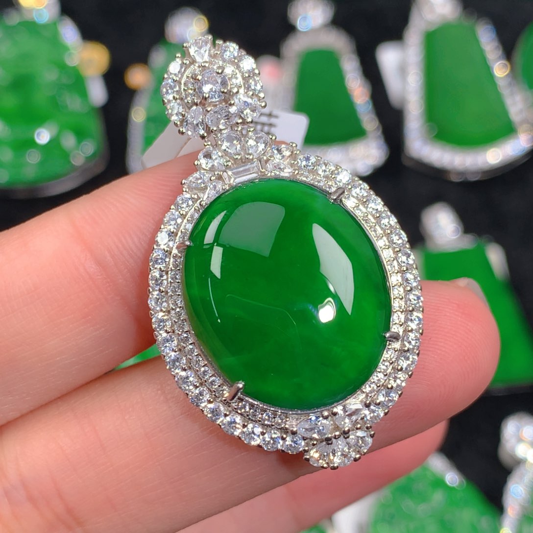 翡翠吊坠(不含链)银S925镶嵌