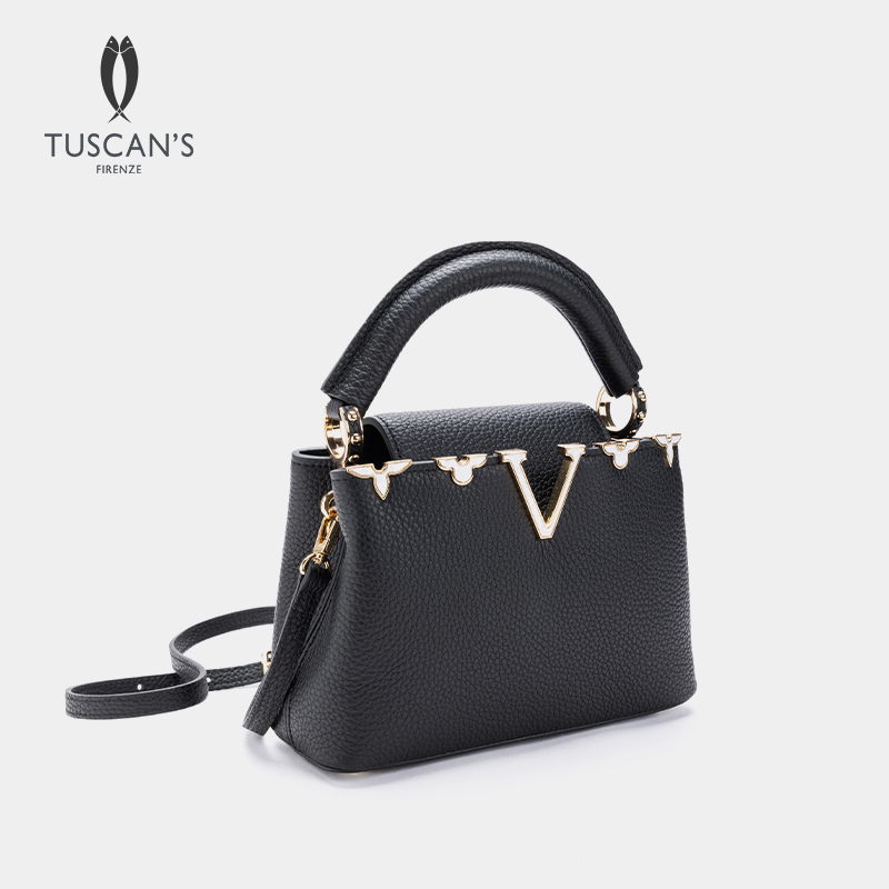 TUSCAN'S经典气质花卉边真皮女士手拎包单肩斜挎包时代双鱼女包