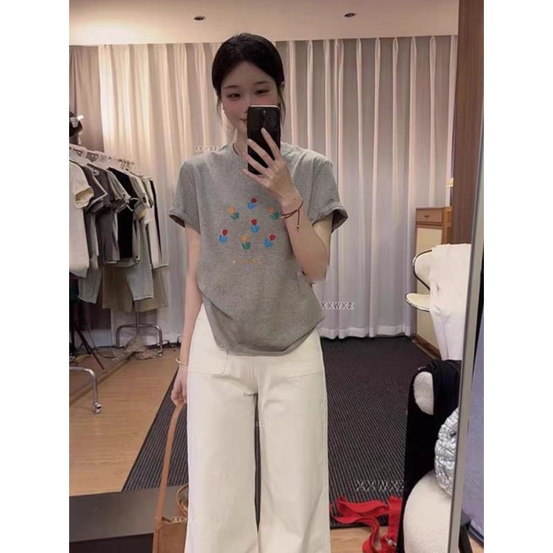 A108夏季新款韩版风正肩短袖T恤女时尚可爱百搭简约显瘦