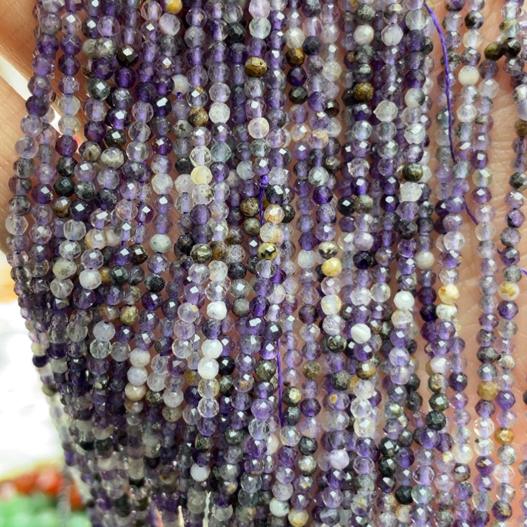 玛瑙/玉髓未镶嵌珠宝半成品紫莹石2条卡2.5