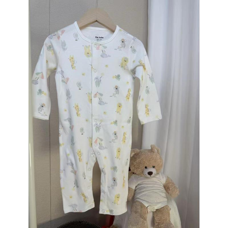 【thebabe】纯棉大印花动物世界婴童长袖长裤连体爬服