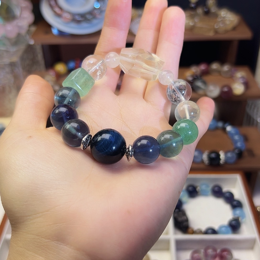 水晶手链未镶嵌蓝绿萤石