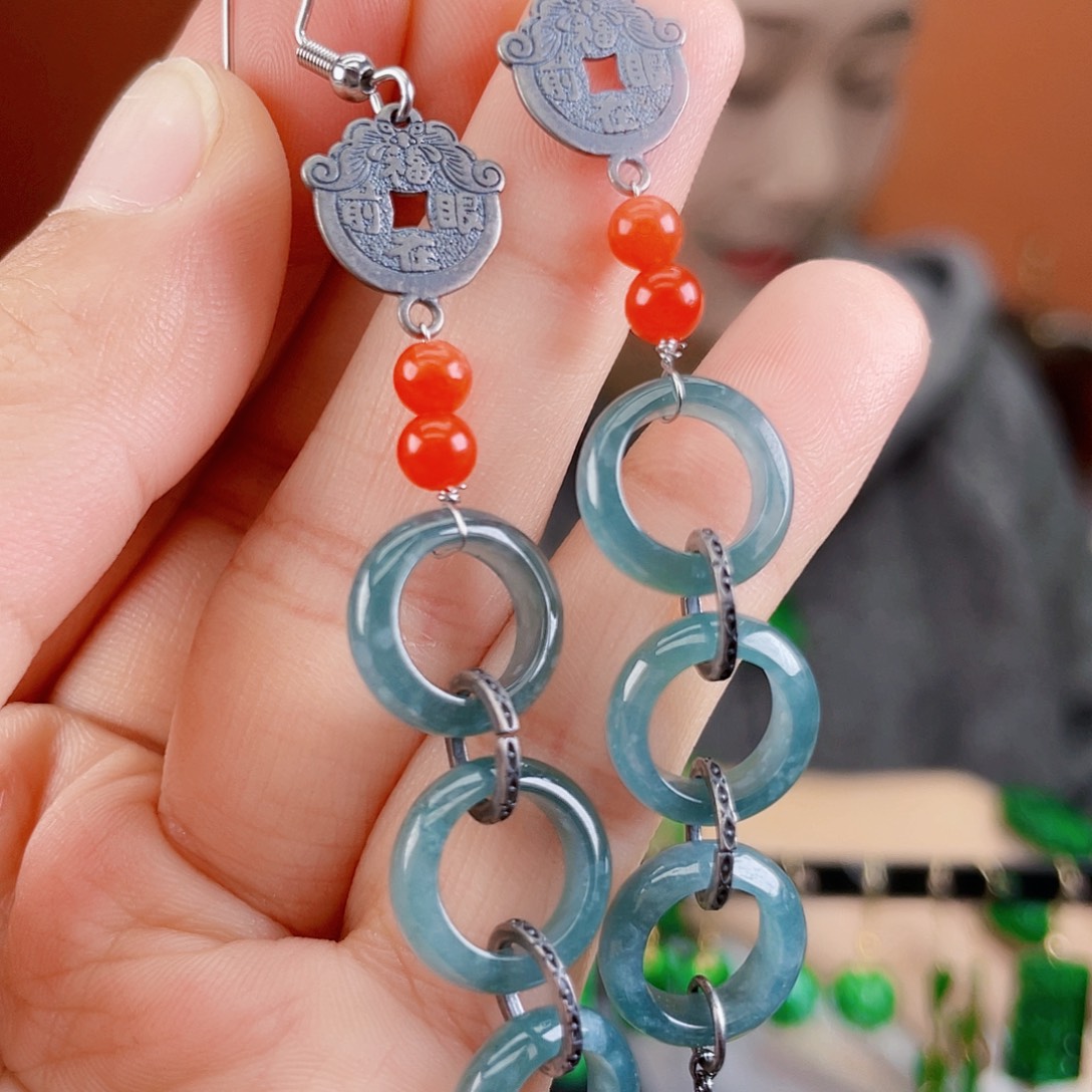 翡翠未镶嵌耳饰饰品