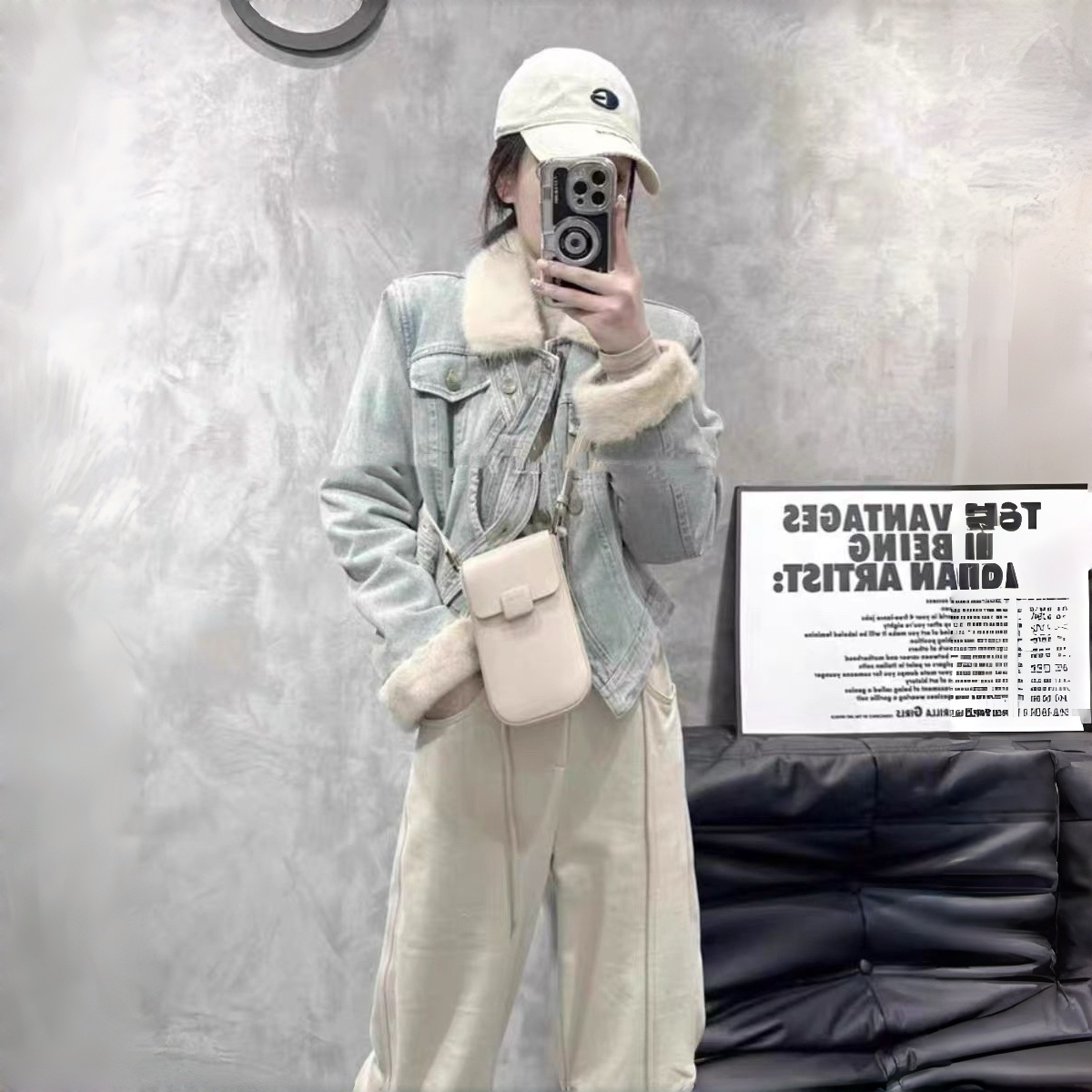 3158欧货小个子加绒加厚设计感牛仔翻领短款外套冬季