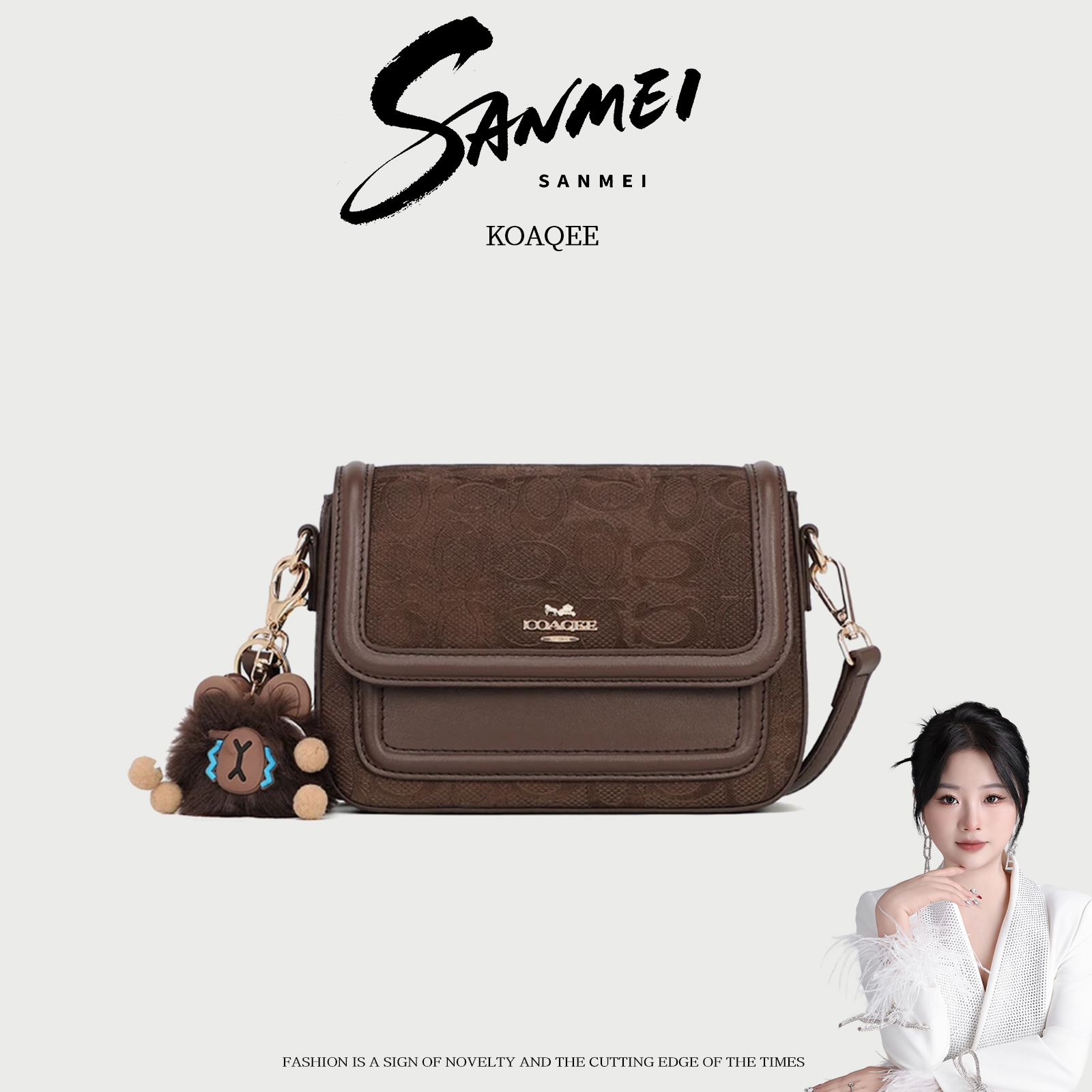 【三妹设计师款】新款时尚百搭手提单肩包K8035咖色