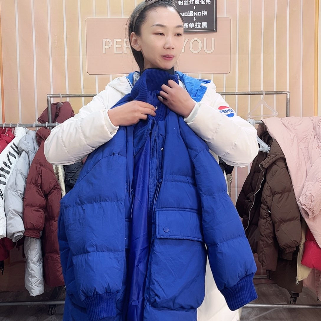 晓*宝蓝色中长款羽羽