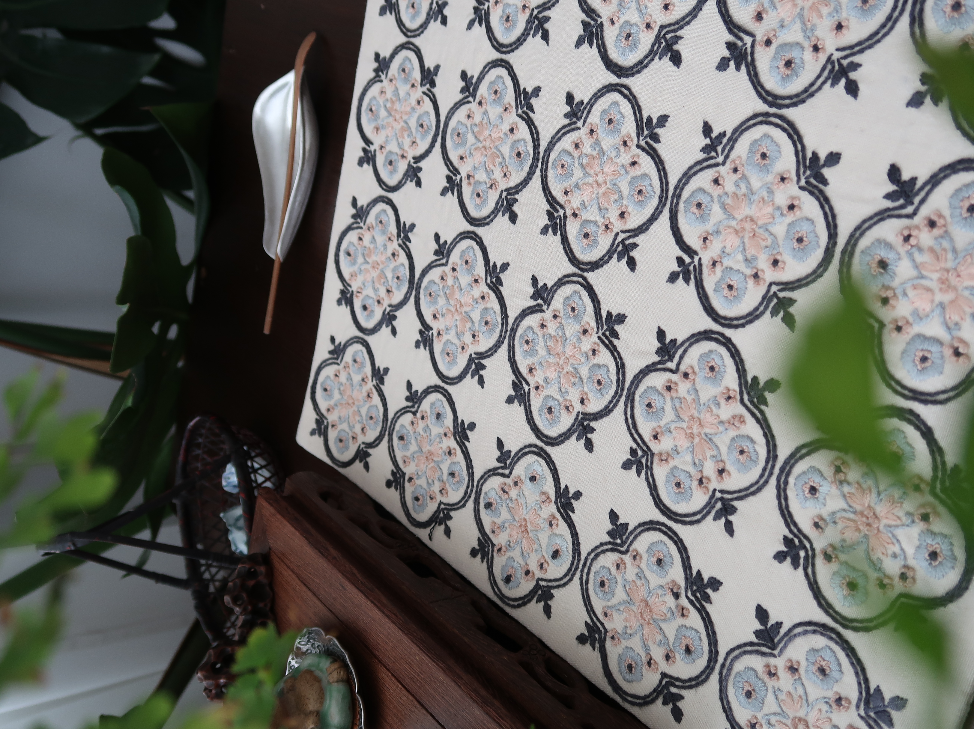 手绣茶席新窗花4*5尺寸41*34