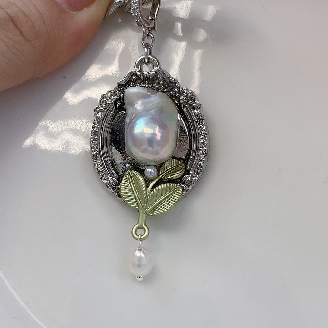 银S925镶嵌耳饰淡水珍珠y