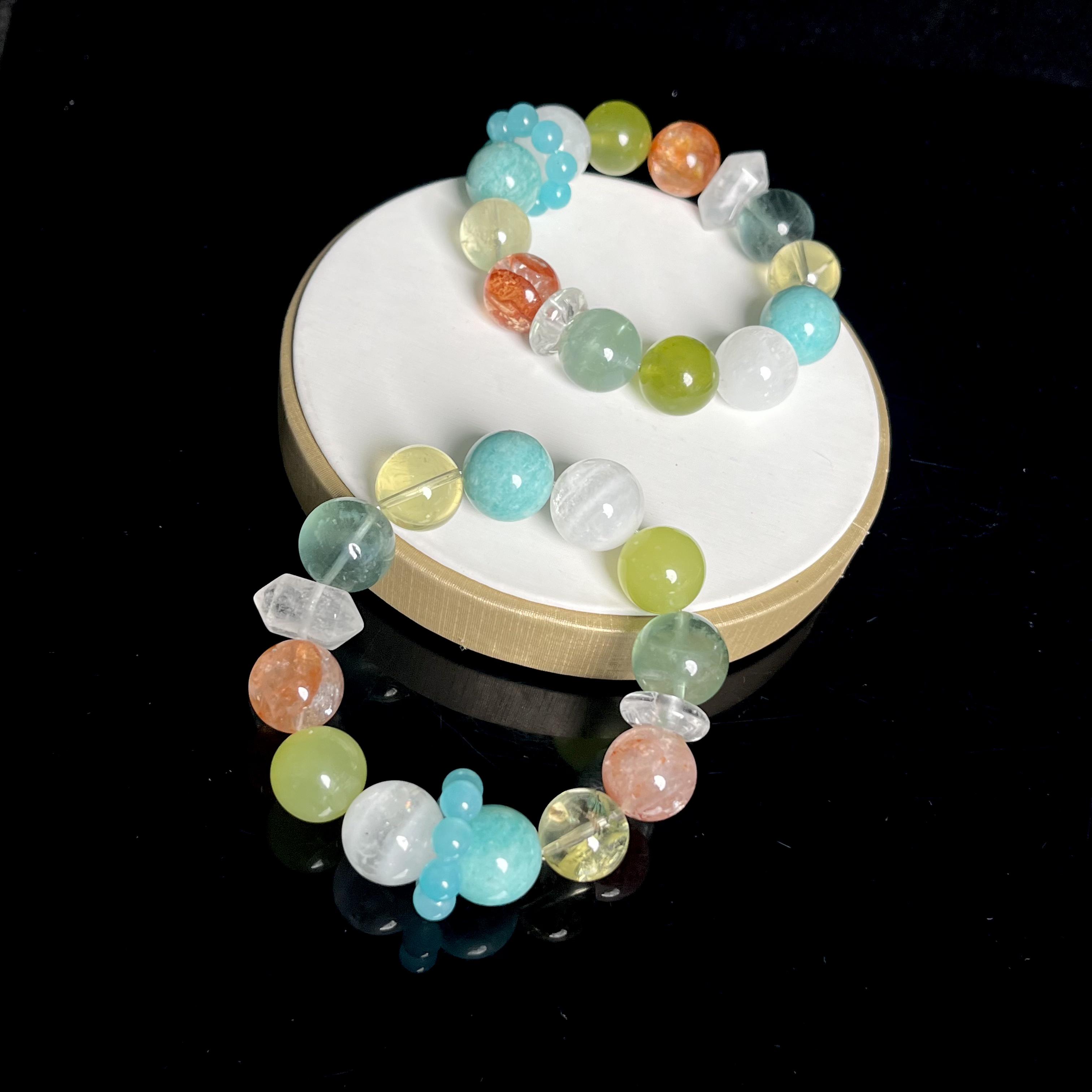 天然辰砂含辰砂水木系旷野之夏手串15-16mm+Q9037多样性发其一