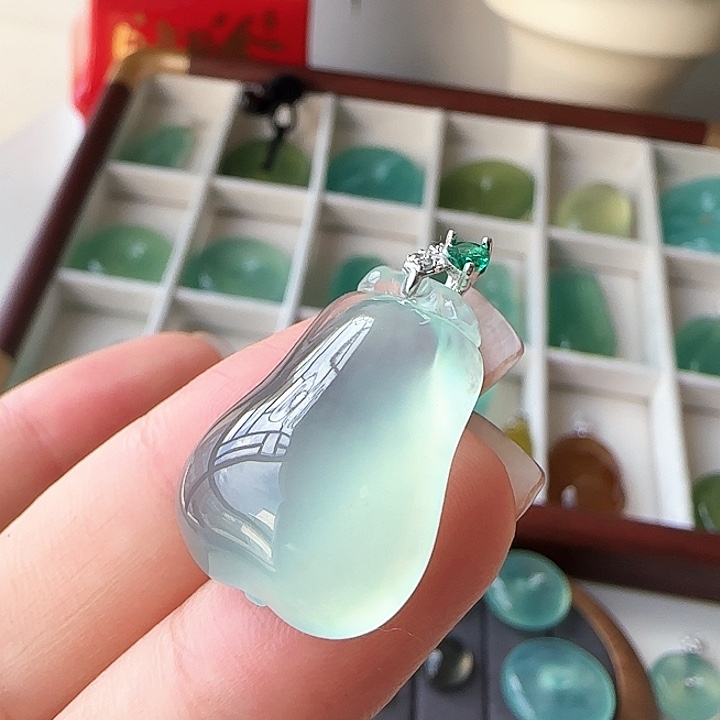 岫玉银S925镶嵌项链