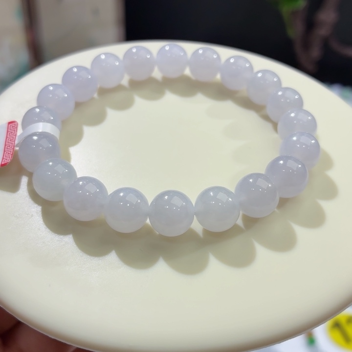 翡翠未镶嵌手链冰胶浅紫卡9.8