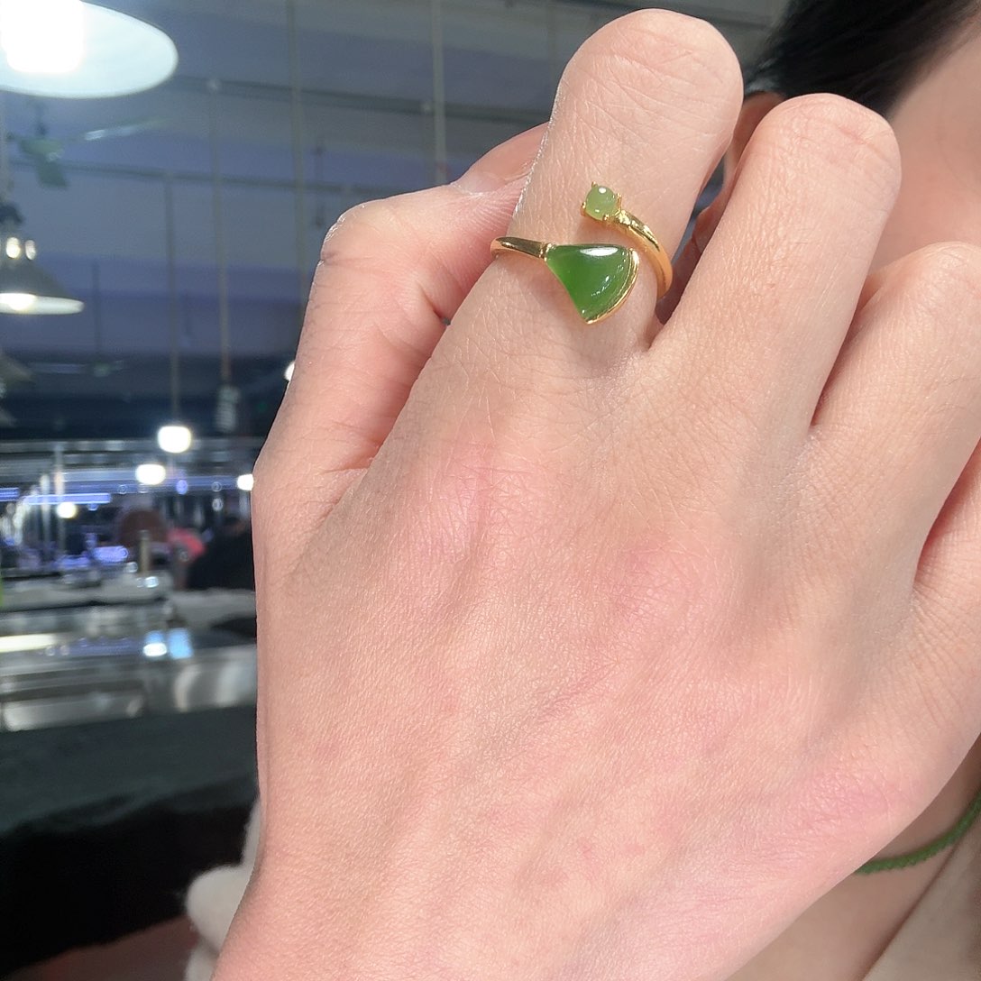 和田玉戒指银S925镶嵌