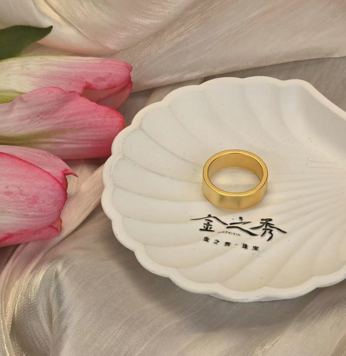 金之秀首饰 磨砂素圈戒指7MM男款极简风