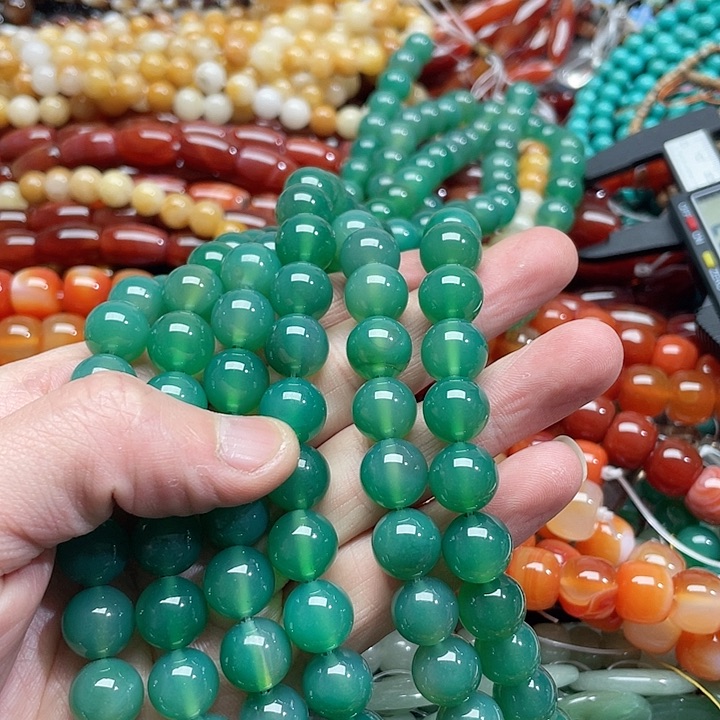 玛瑙/玉髓珠宝半成品未镶嵌一条12mm绿玛瑙