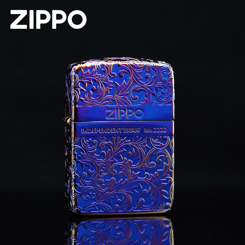 ZIPPO正品打火机/1941-烤蓝唐草花立体雕刻送礼-DY9920XJ【凯亚1】