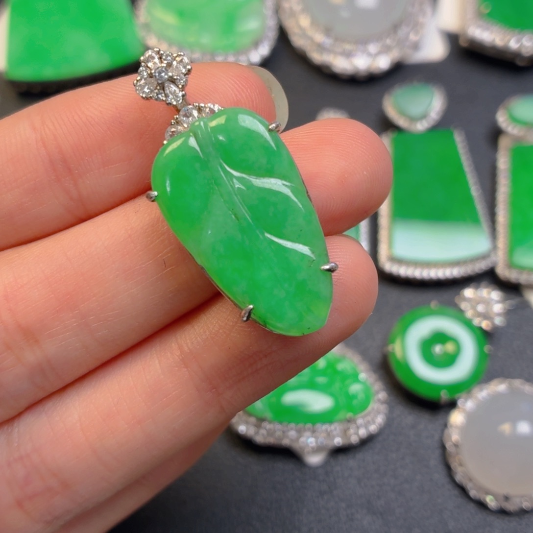 翡翠银S925镶嵌吊坠(不含链)