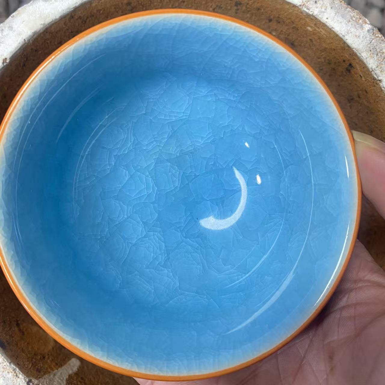 冰裂  蓝金口主人杯（单只）