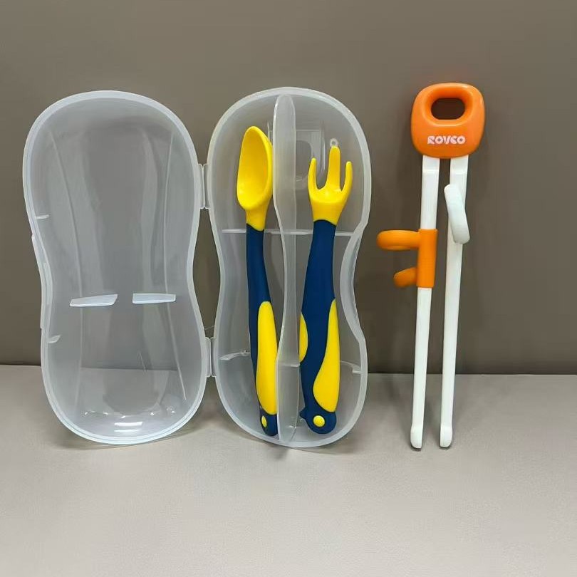 160全新宝宝学吃饭训练短柄扭扭勺餐具可弯曲弯头学食