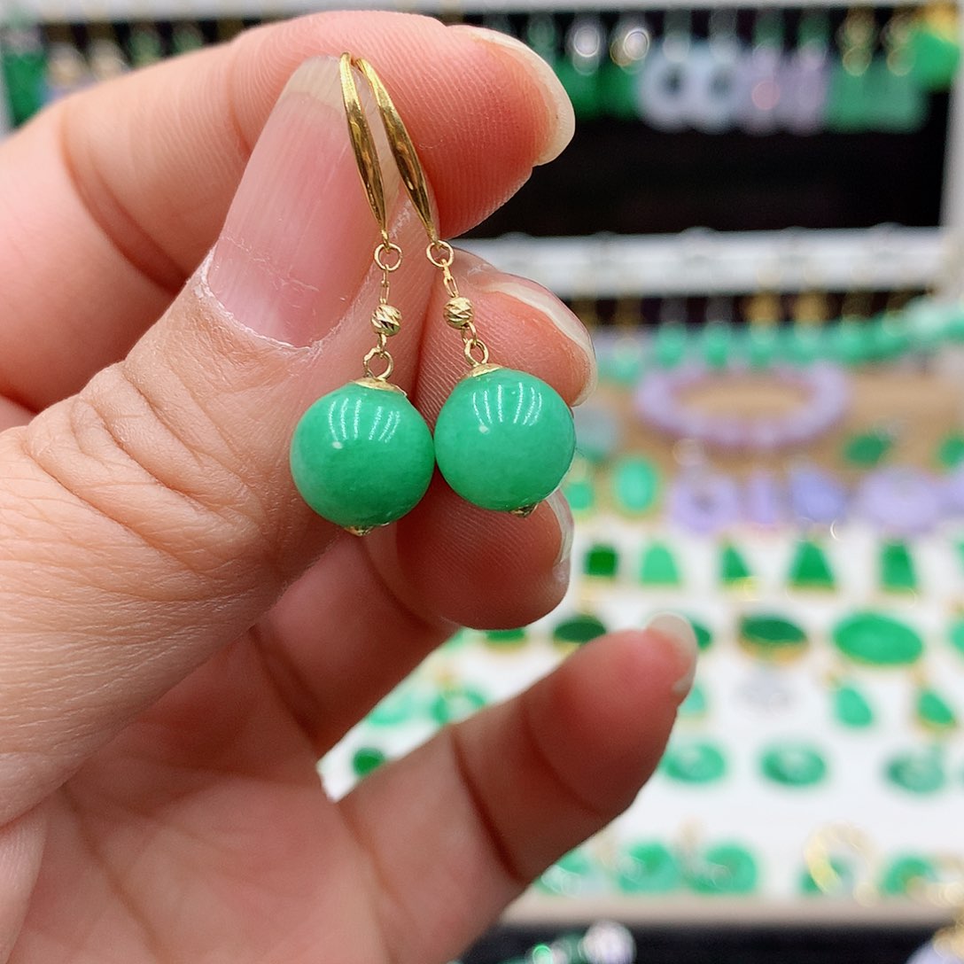 翡翠耳饰18K金镶嵌@***柒