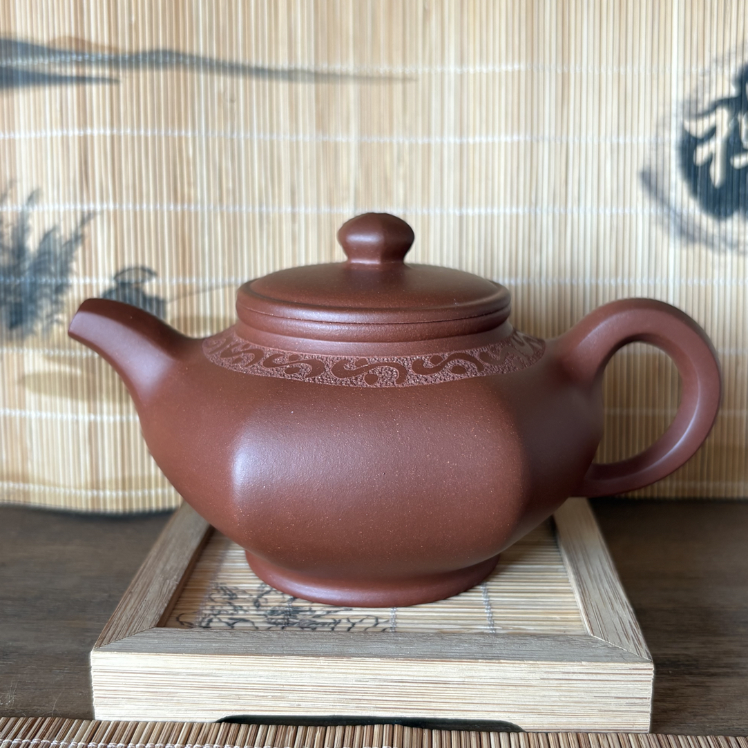 六方宫灯壶紫砂壶半手工制作280cc红泥茶壶圆壶清水泥茶具泡茶