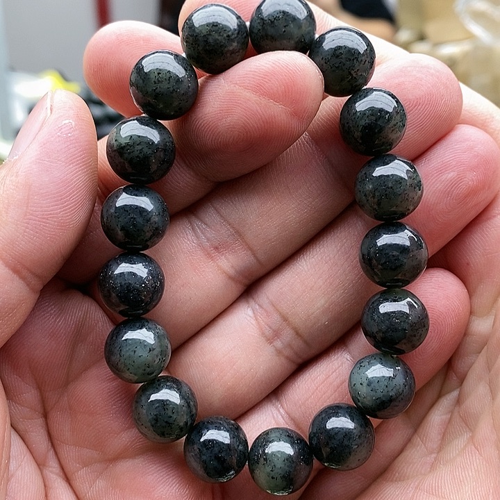 【闪购商品】未镶嵌手链和田玉12聚墨