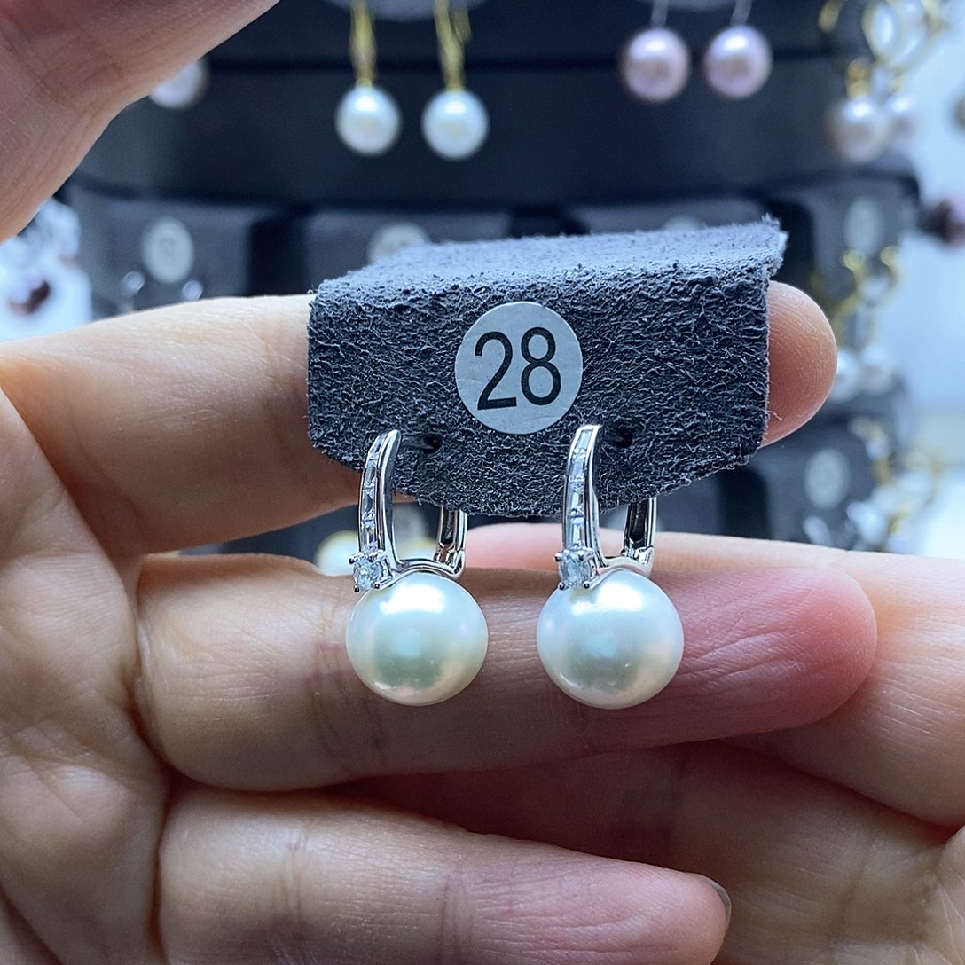 淡水珍珠耳饰银S925镶嵌