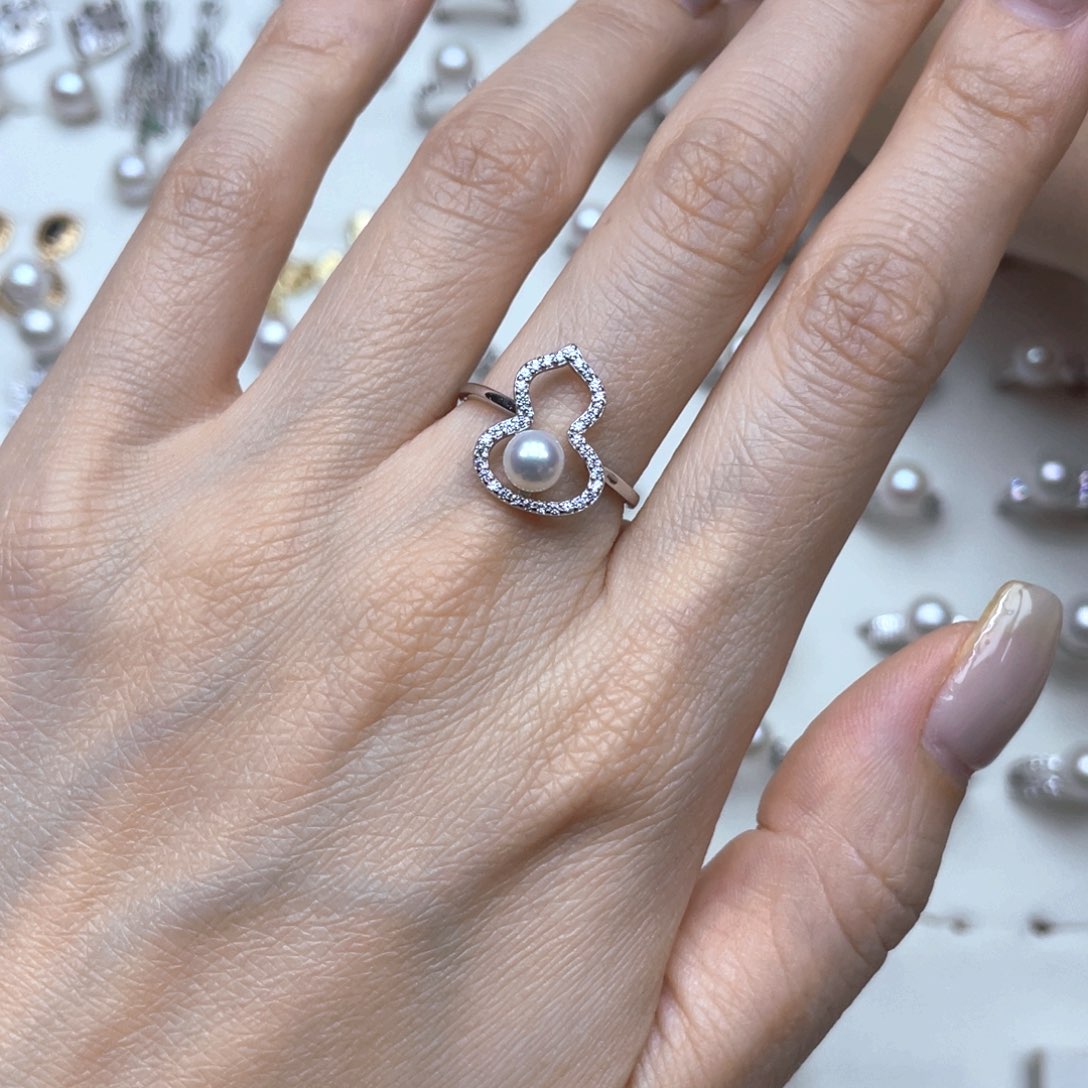 戒指银S925镶嵌淡水珍珠