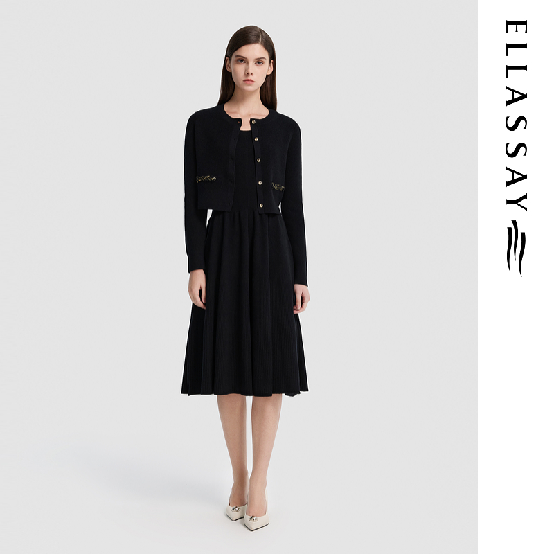 ELLASSAY/歌力思2026早春新款温柔针织连衣裙套装女EWB371M02900