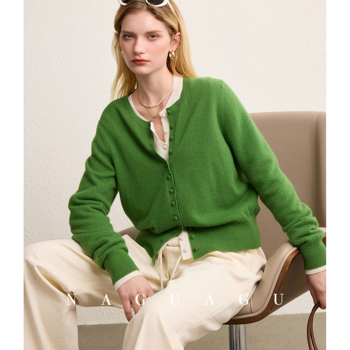 【杜塞画廊针织】U质羊毛兔毛羊绒混纺 经典基础宽松圆领毛衣开衫