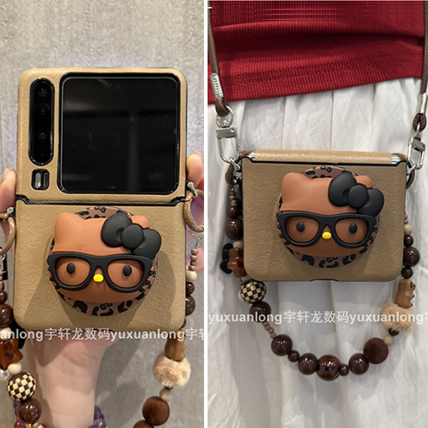 豹纹KT猫适用华为purax手机壳pocket2小米mixflip荣耀magicvflip2