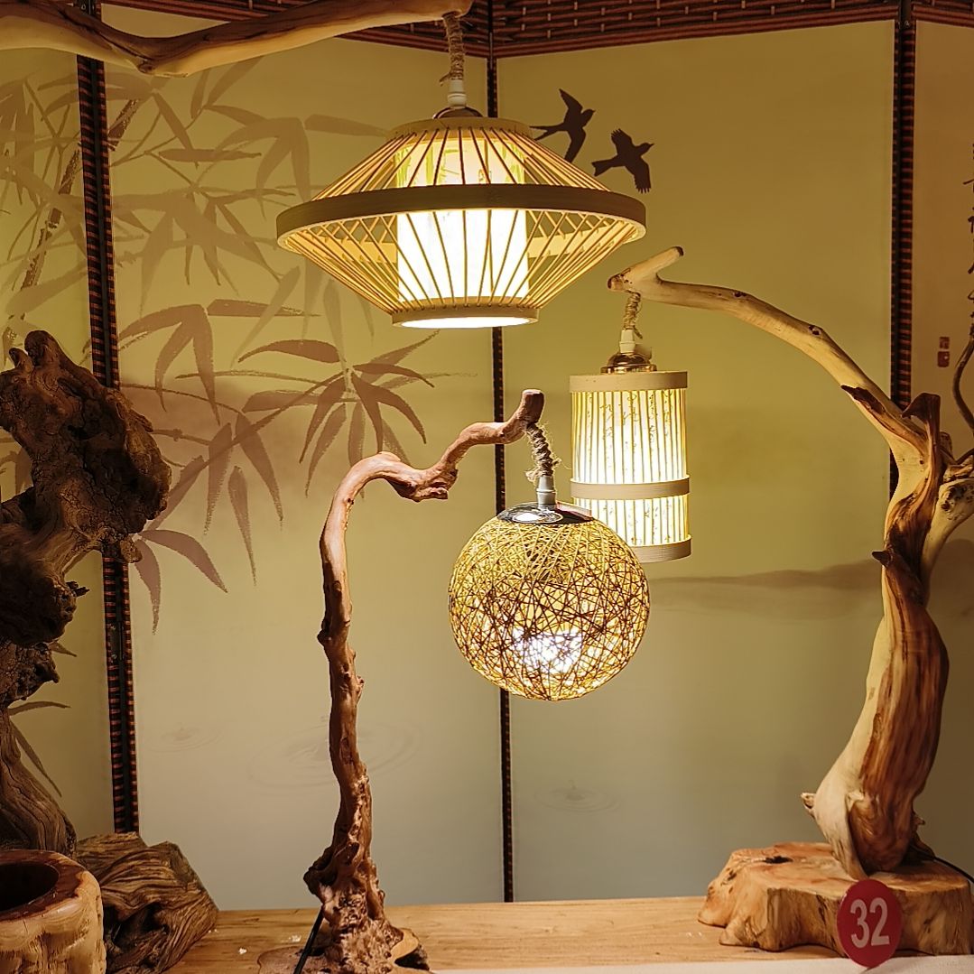 藤类子*墨杜鹃根原木意境茶灯