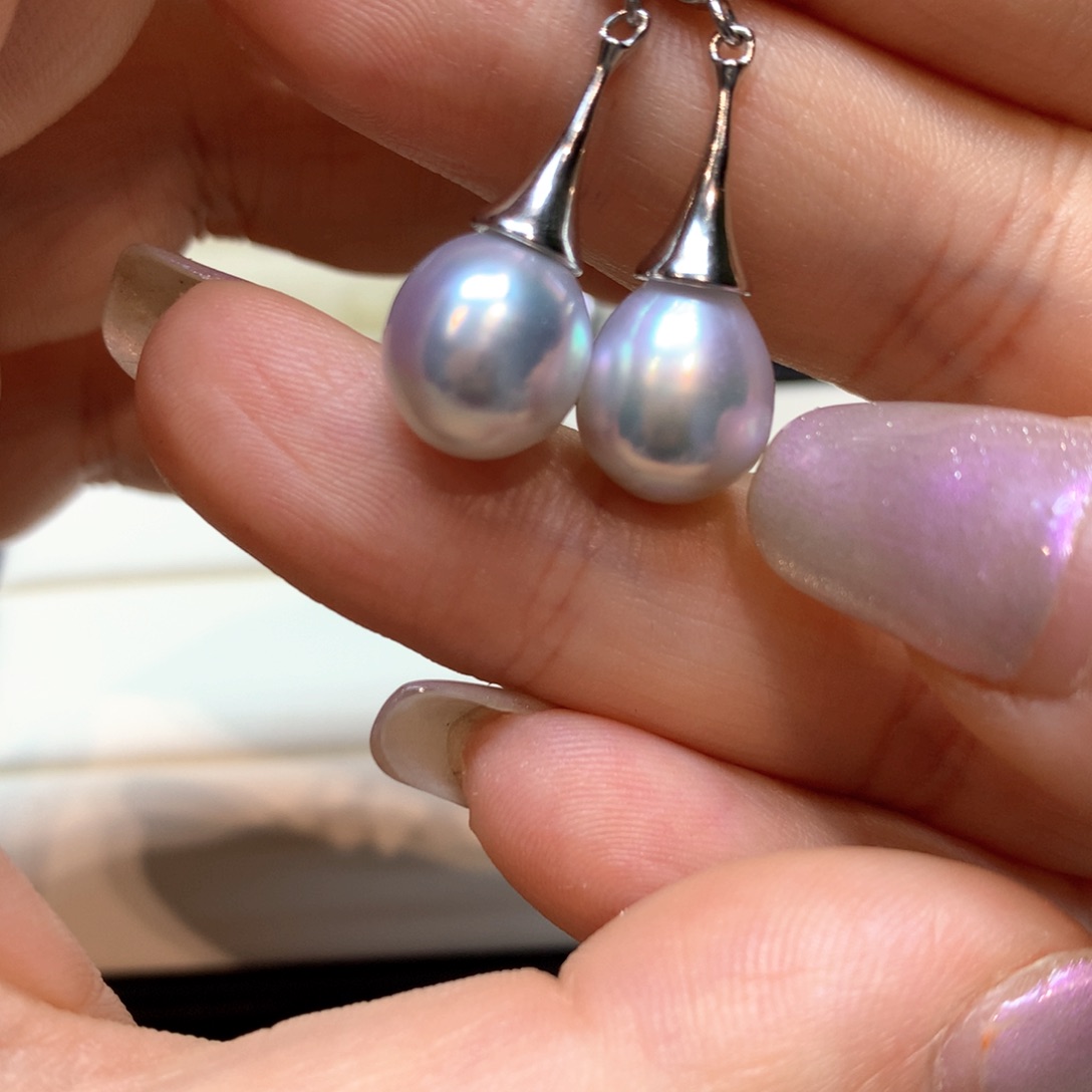 银S925镶嵌海水珍珠耳饰