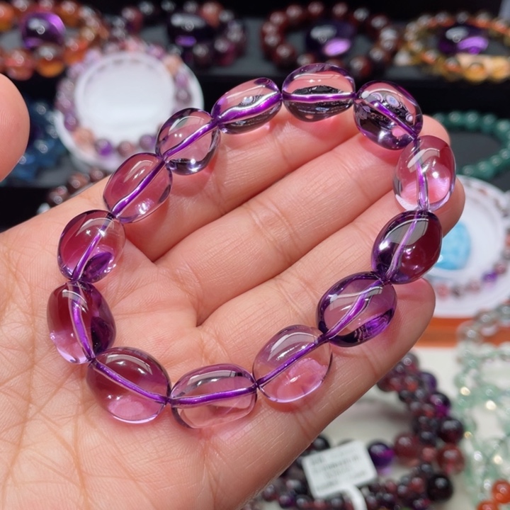 水晶手链未镶嵌紫水晶手链，晶体通透