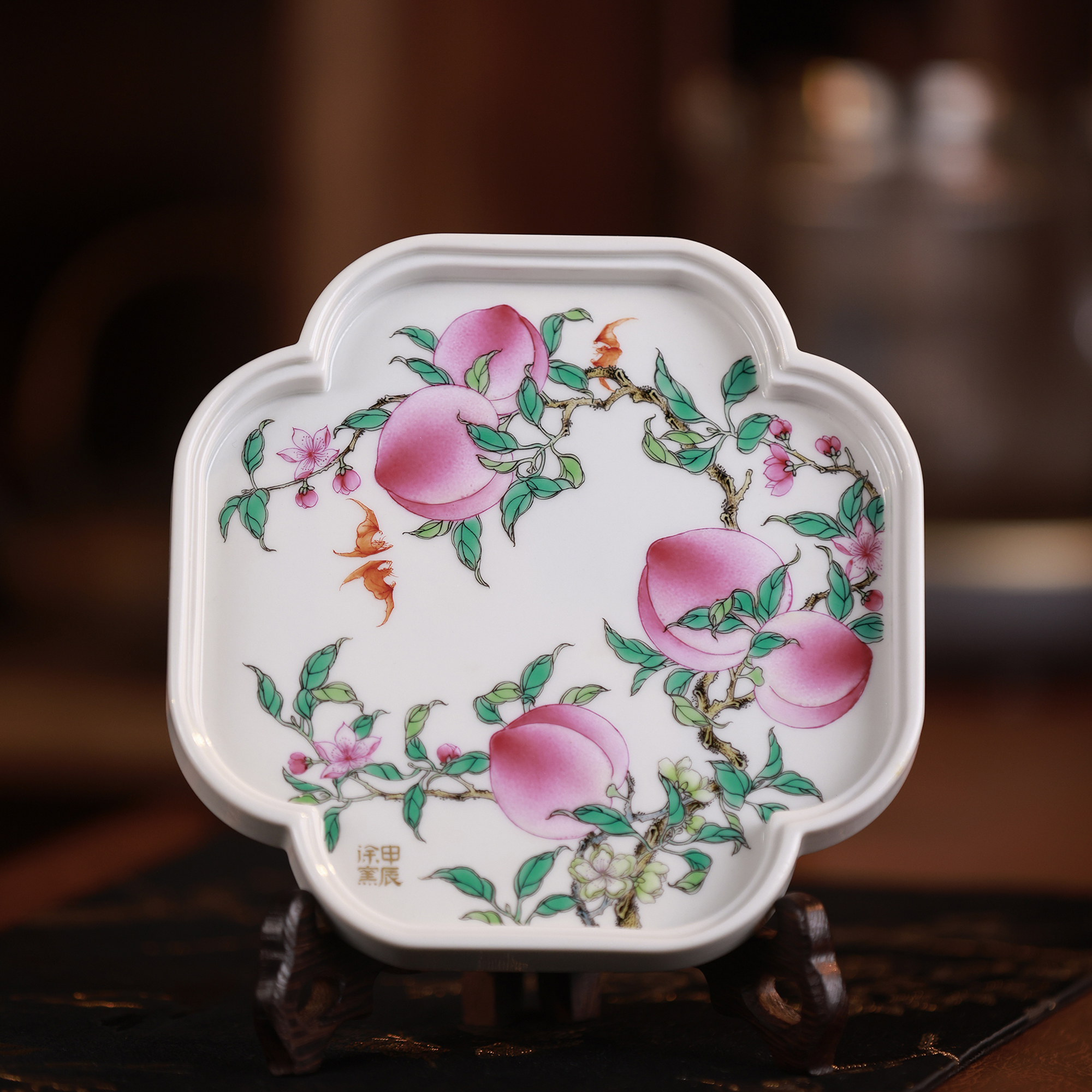 徐窑粉彩五桃海棠花壶承纯手工手绘景德镇陶瓷茶具茶器