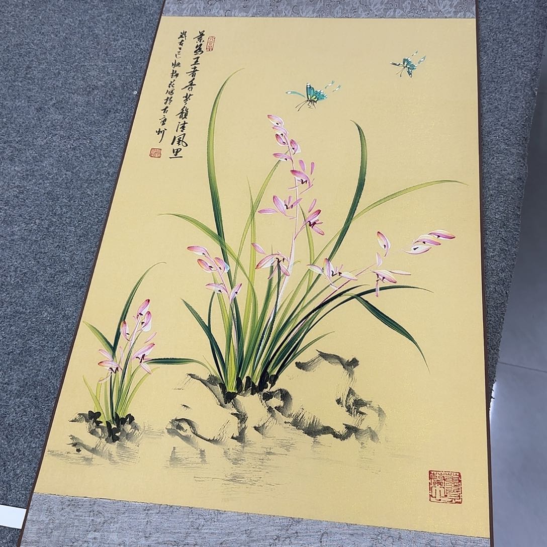 国画国画立体兰花