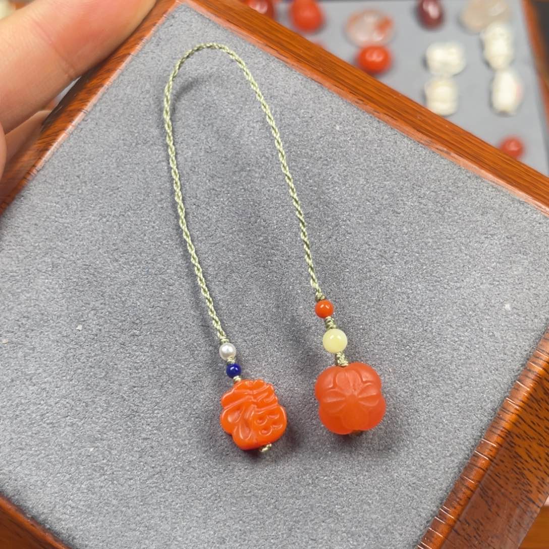 南红玛瑙柿柿如意福气满满手机挂绳未镶嵌