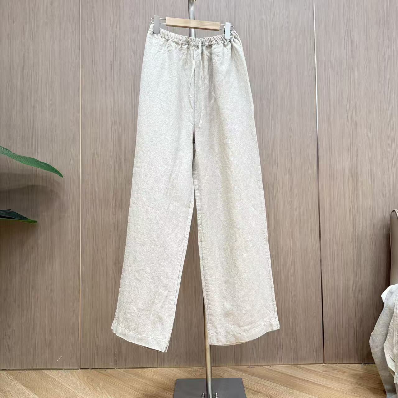 BRCP/布然初品汉麻透气休闲风直筒裤休闲裤阔腿裤复古G053