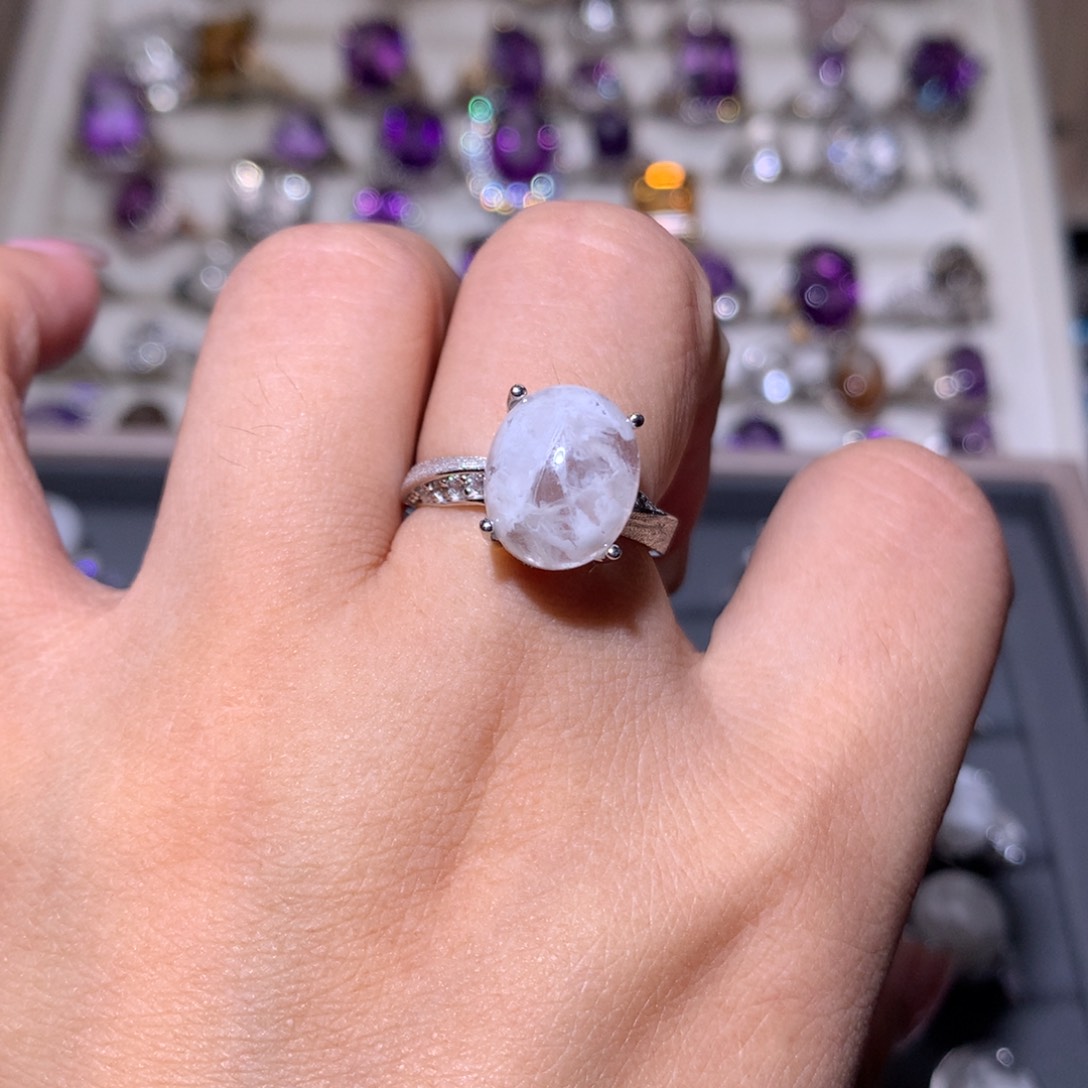 【闪购商品】水晶戒指银S925镶嵌戒指