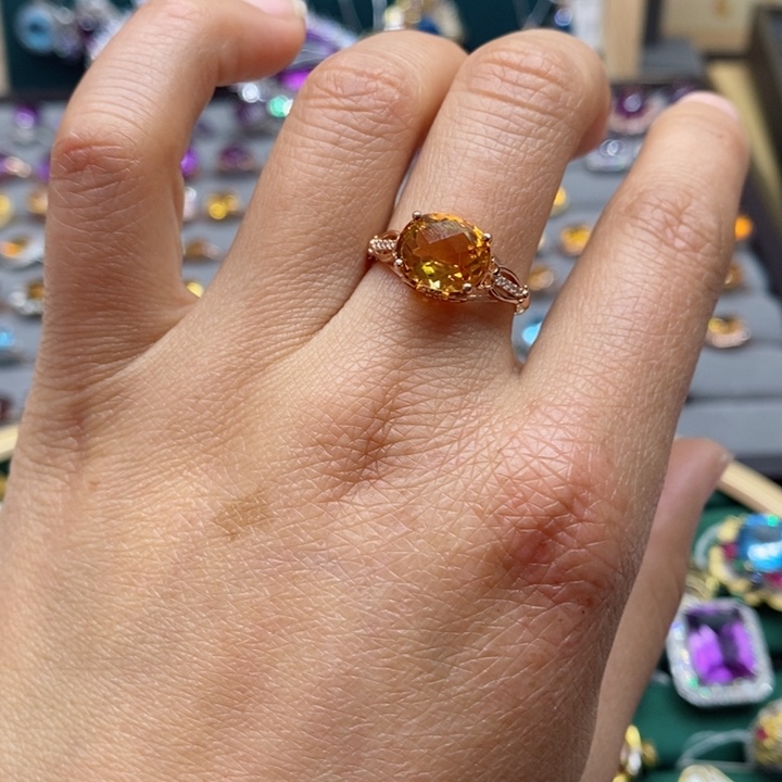 水晶戒指银S925镶嵌天然水晶戒指