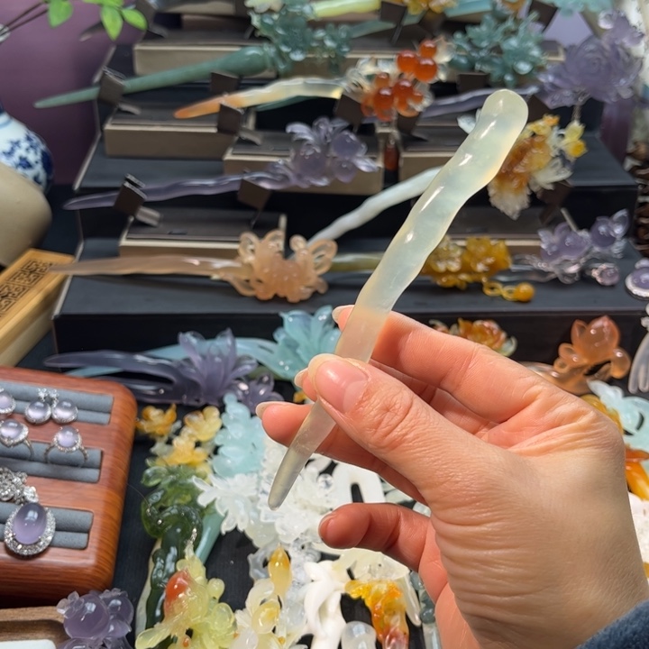 蛇纹石玉合金发饰